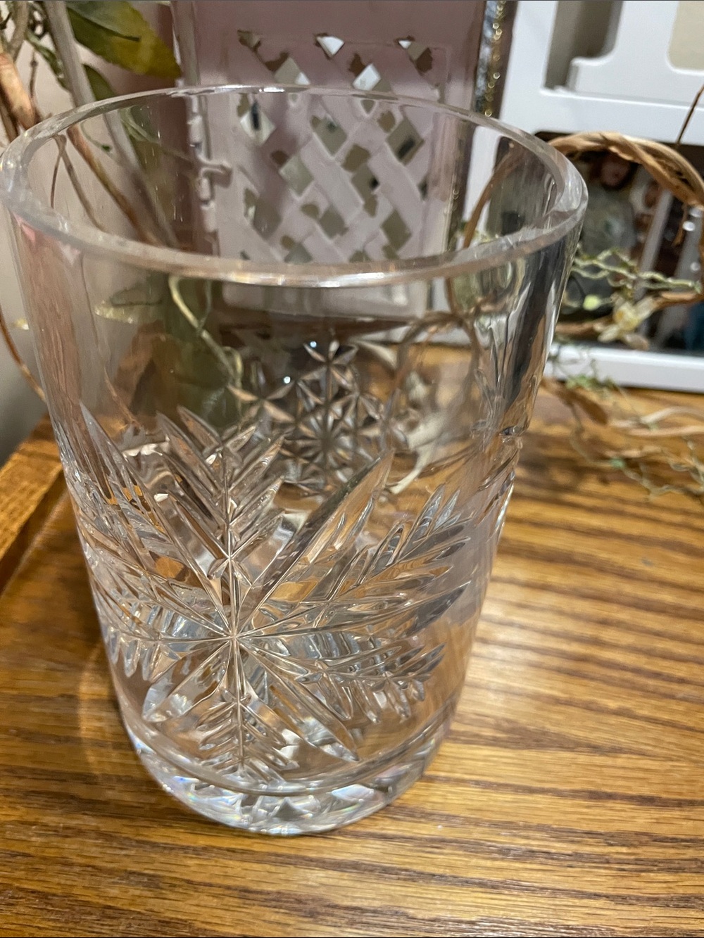 Waterford Clear Cut Glass Vase with Etched Starburst Pattern
